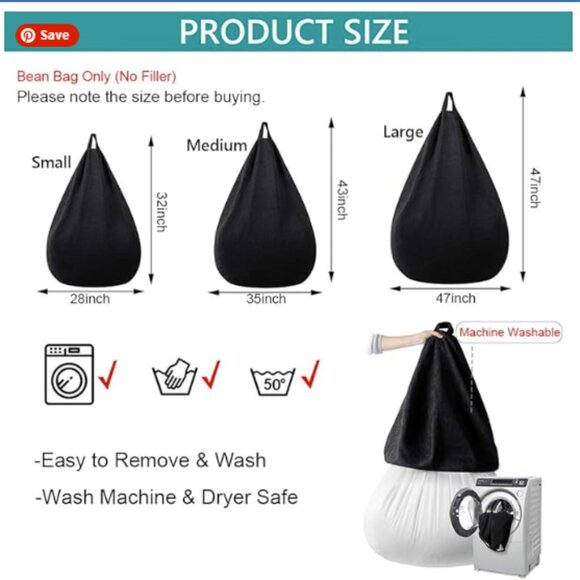 Bean Bag Chair Cover Only (No Filler) - Picture 3 of 5